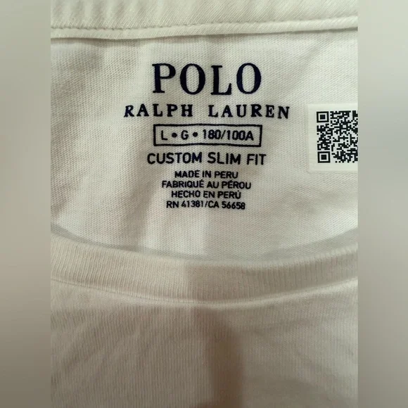 Polo by Ralph Lauren White Graphic Slim Fit 100% Cotton Long Sleeve Shirt size L - Picture 5 of 7